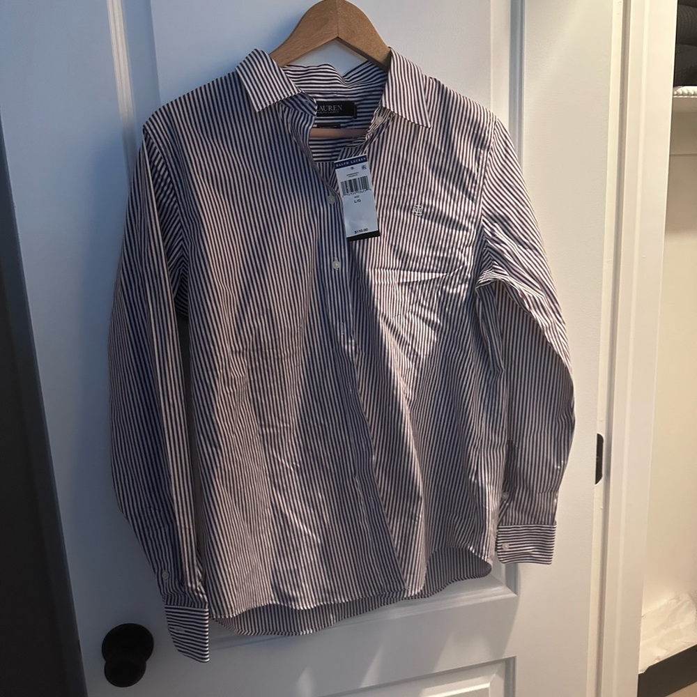Ralph Lauren pin stripe shirt. Women’s size large. NWT